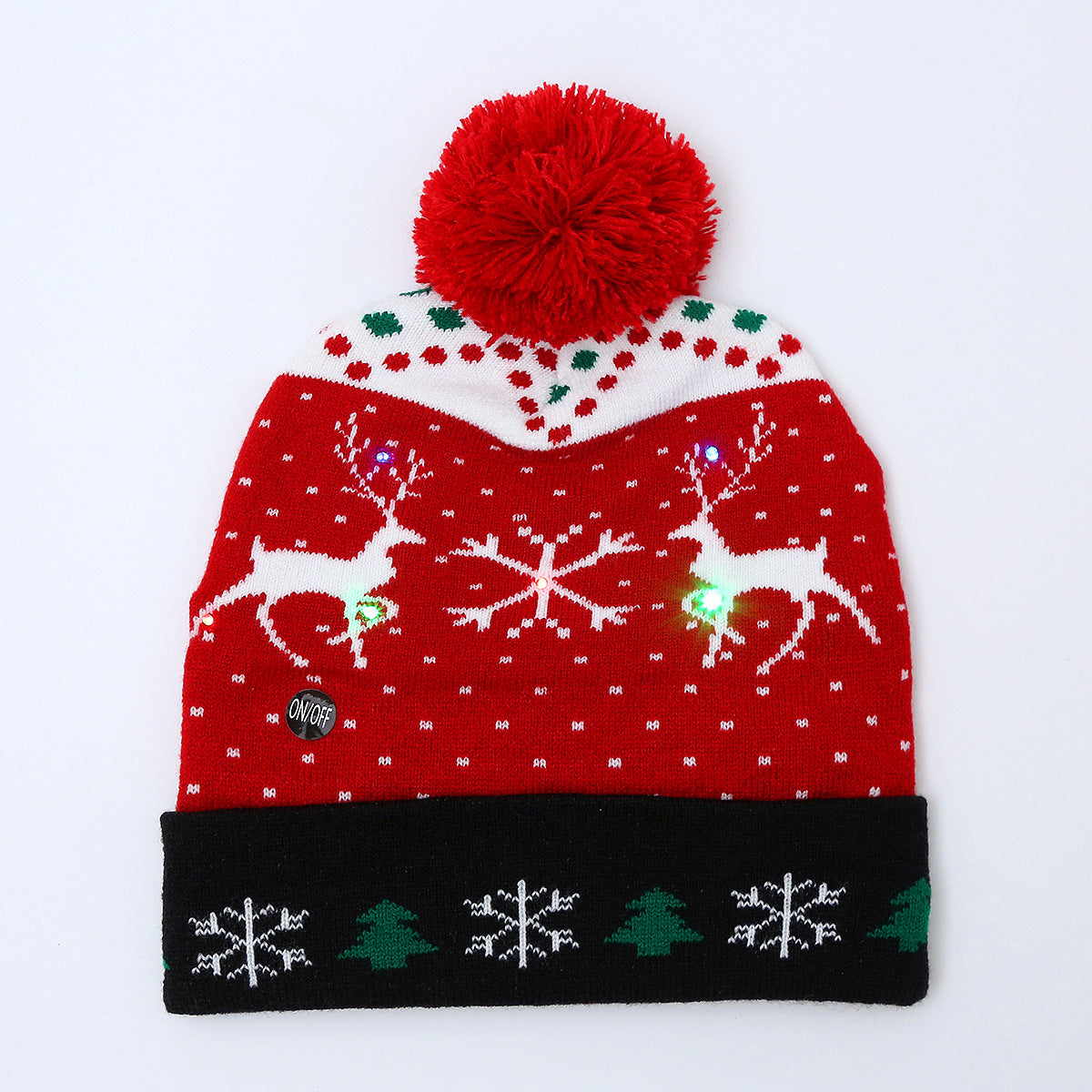 Wholesale Jacquard LED Christmas Knitted Beanie