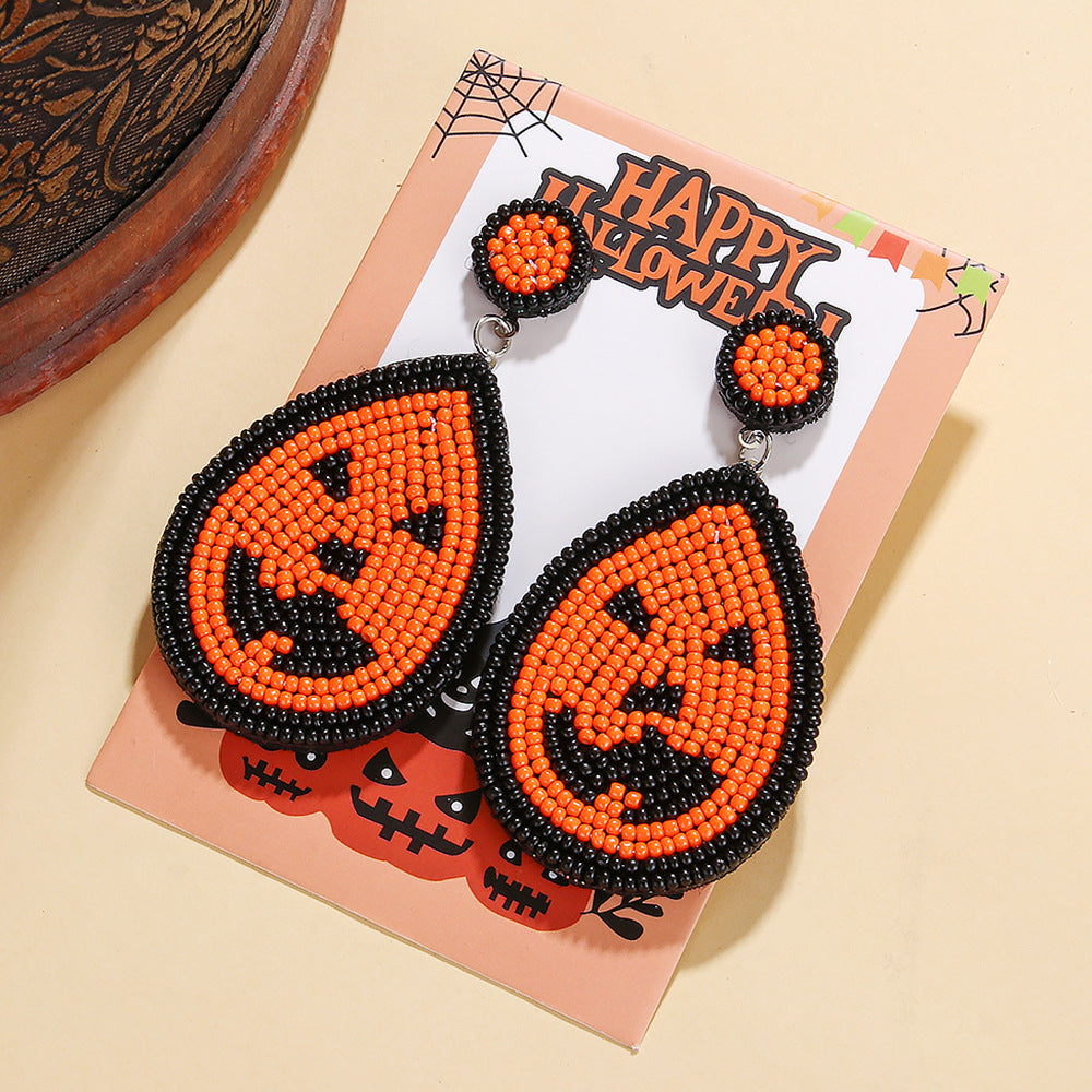 Wholesale Halloween BOO Scary Ghost Face Beaded Earrings