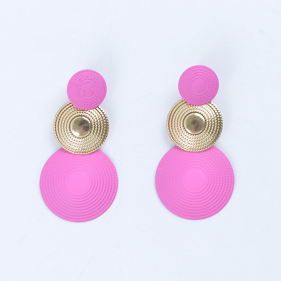 Wholesale  Pure Color Three-Layer Mosquito Coil Metal Earrings