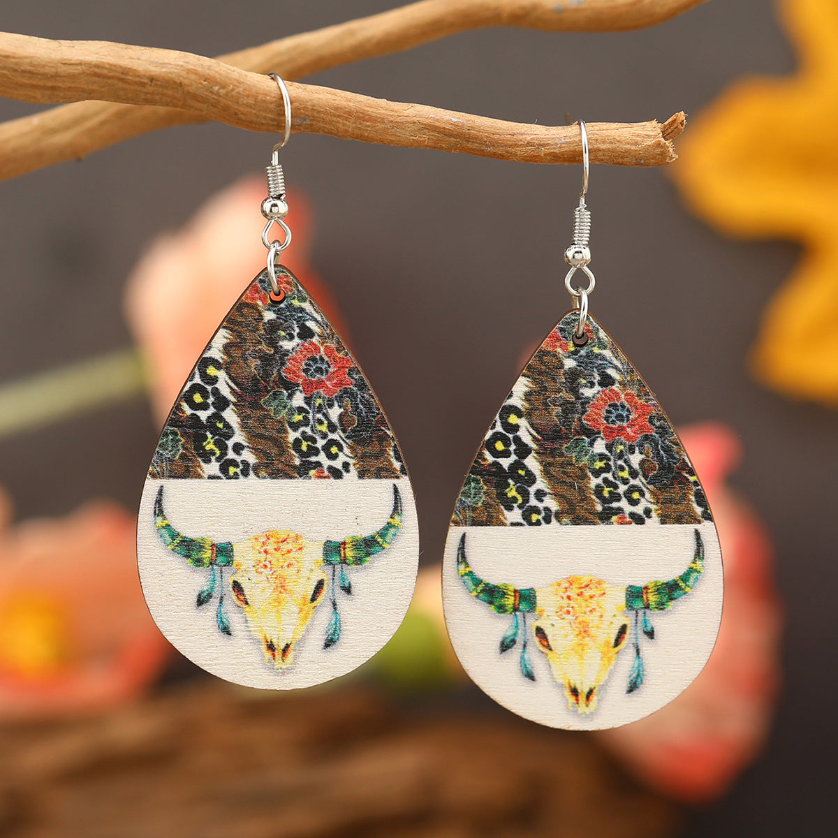 Wholesale Drop Long Western Style Wooden Earrings