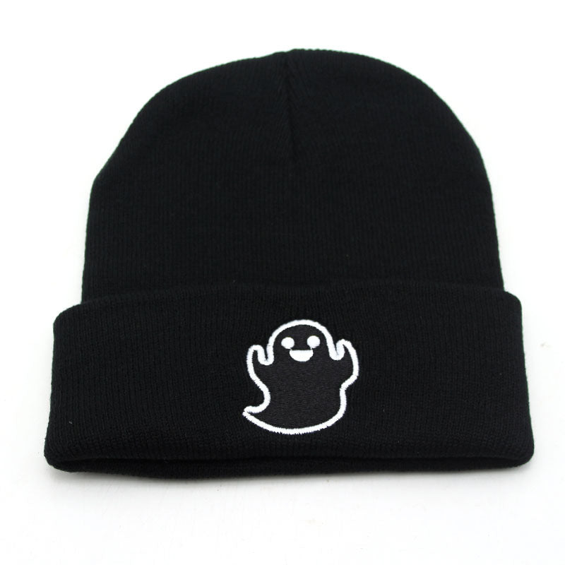 Wholesale Autumn and Winter Riding Warm Ghost Embroidery Knitted Wool Cap