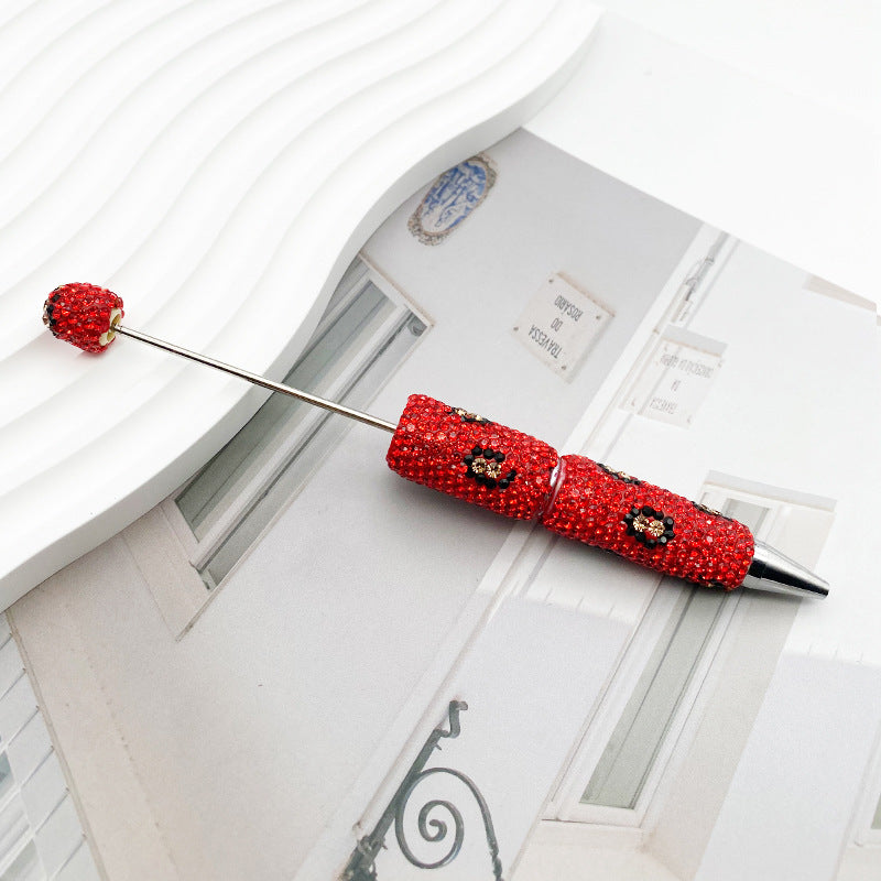 Wholesale Beadable Pen Plastic Heavy Industry Leopard Print Full Diamond DIY