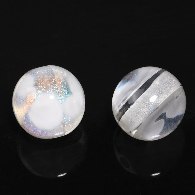 Wholesale 100pcs Black and White Panda Color Acrylic Round Beads Transparent Fine Glitter Diy Accessories Beads