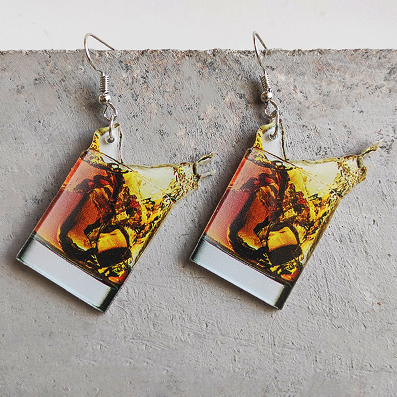 Wholesale Wine Glass Beer Red Wine Whiskey Transparent Acrylic Earrings