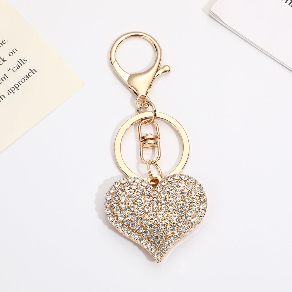 Wholesale Pink and Red Full Diamond Peach Heart Metal Keychain