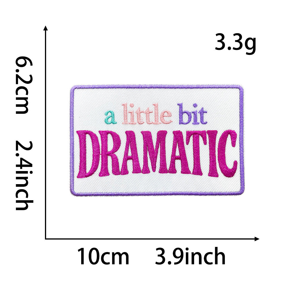 Wholesale Pink English Letter Gold Plaid Polyester Iron On Embroidered Patch DIY Craft Supply For Coat Decoration