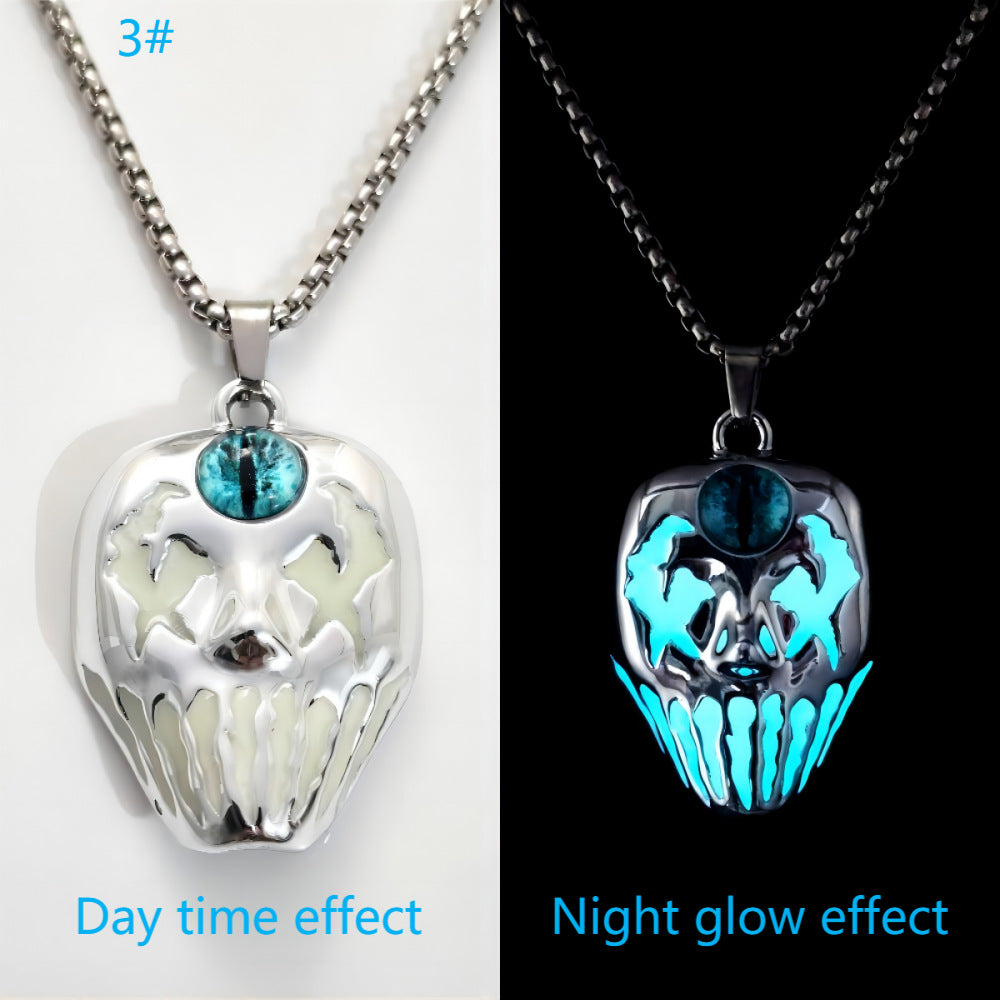 Wholesale Halloween Joker Luminous Mask Skull Face Necklace