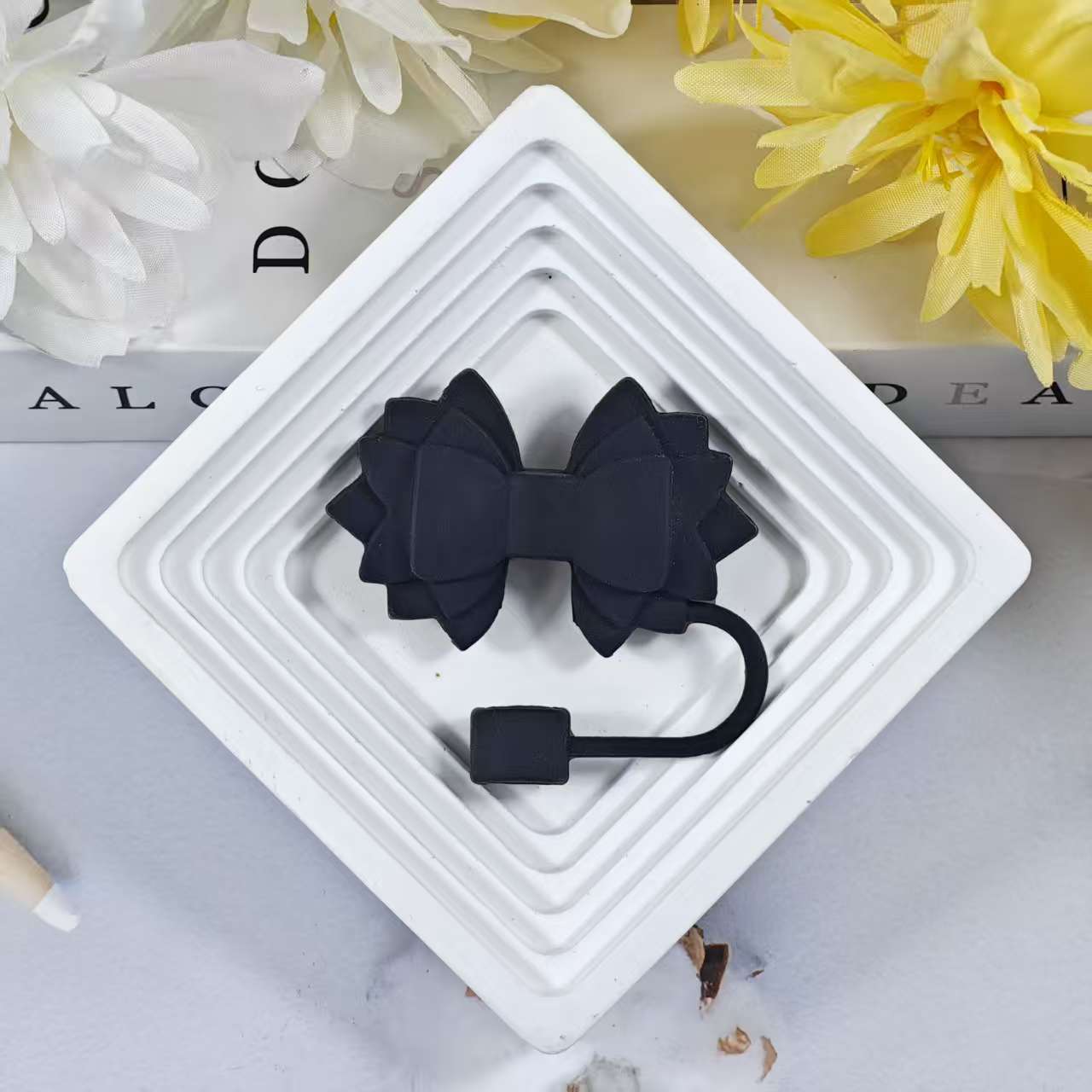 Wholesale 10pcs pink Bow Straw Tube Cap