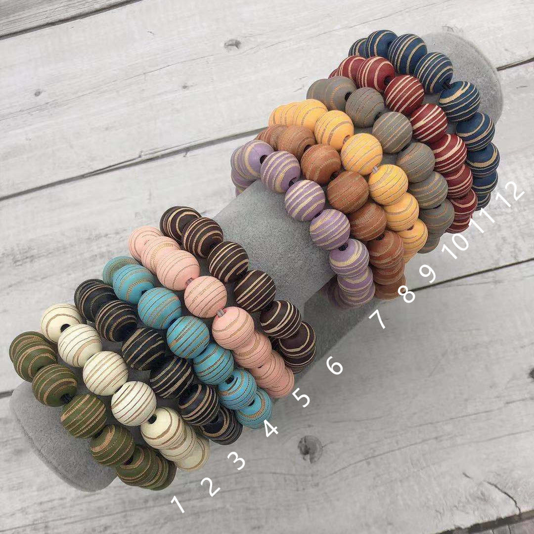 Llavero de cuentas de cuentas de madera al por mayor