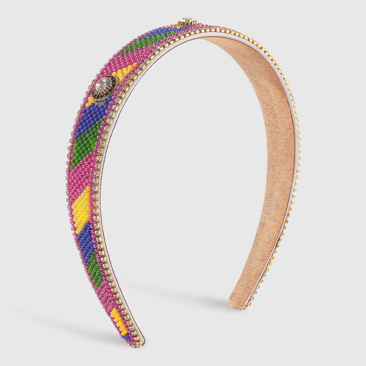 Wholesale Colored Diamond Studded Rice Bead Hairbands