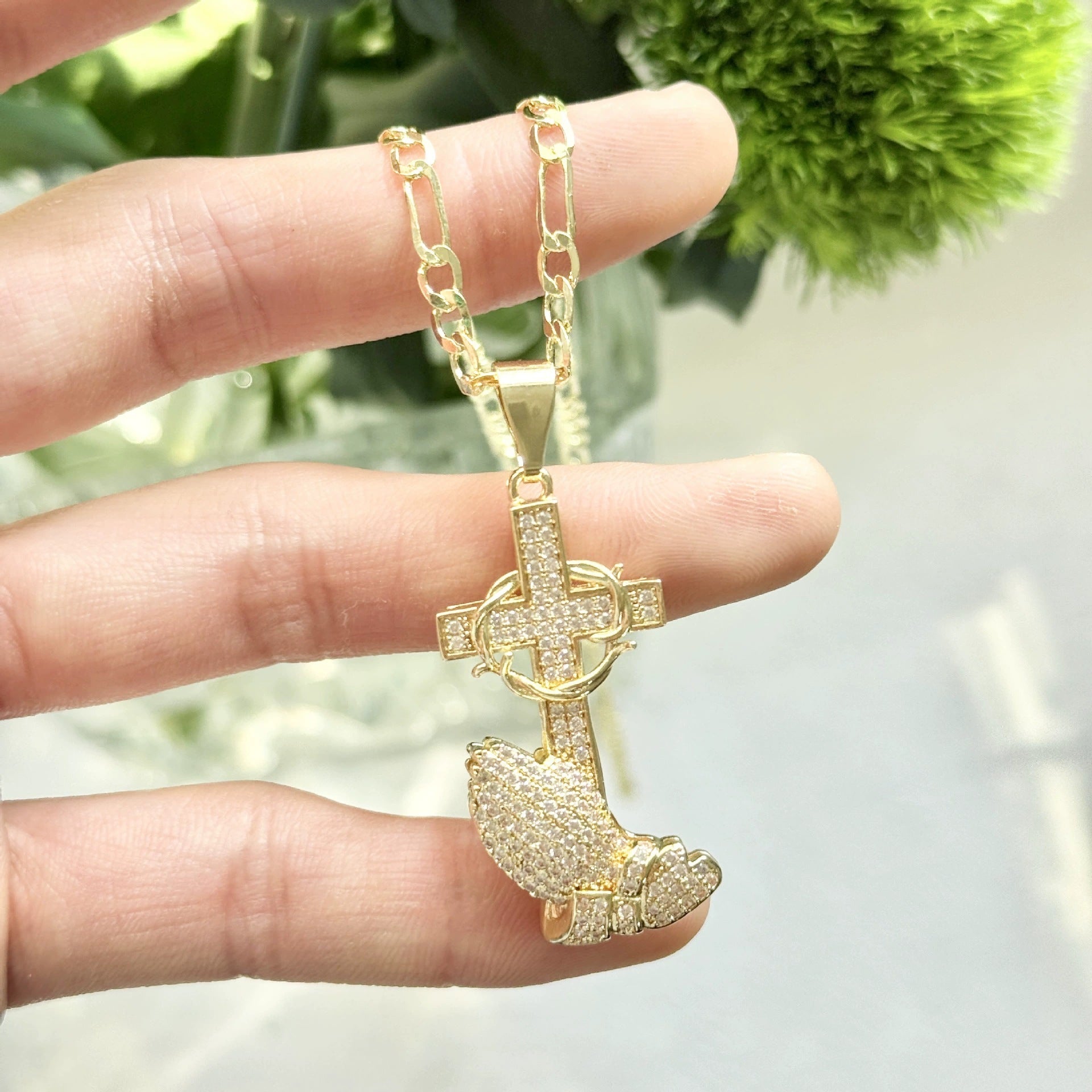 Wholesale Rhinestone Cross Long Necklace Trendy Jewelry Accessory For Women