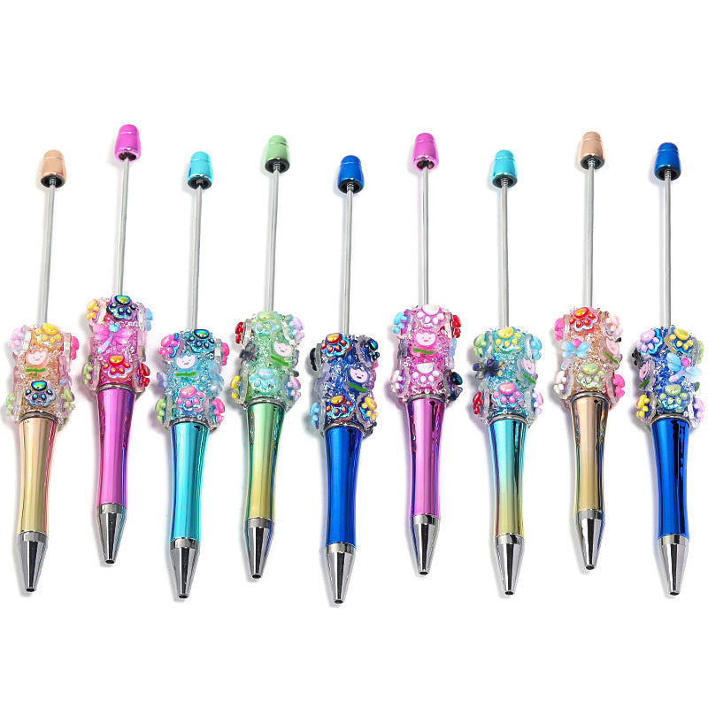 Wholesale 10pcs/pack Flower DIY Beaded Pen Fashion Bead Pen Beadable pen