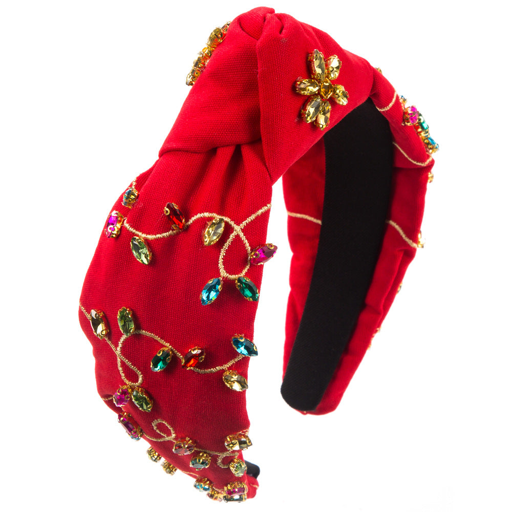 Wholesale Baroque Hand-stitched Glass Diamond Flower Headband