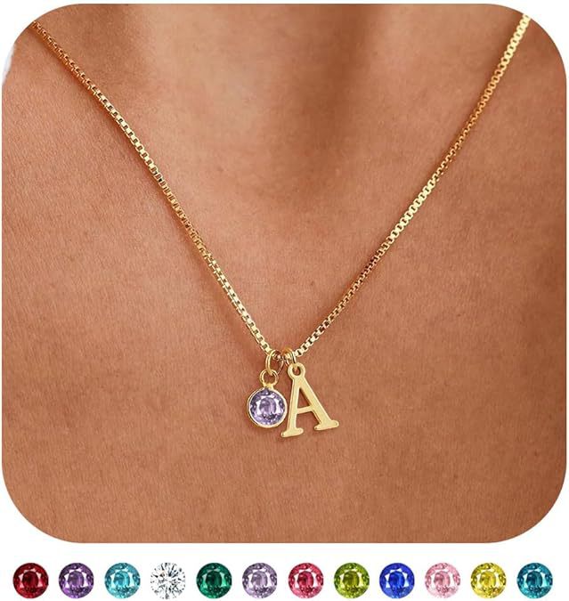 Wholesale New Women's Initial Birthstone Necklace 14K Gold-plated Letter Simple All-match Clavicle Chain