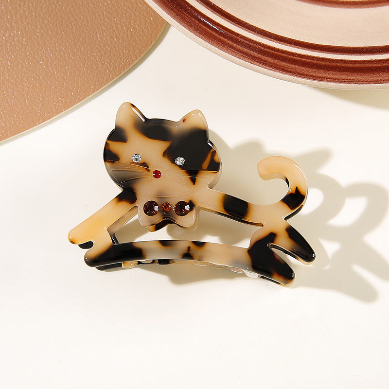 Wholesale New French Rhinestone Cat Hair Claw Clip Acrylic Hollow Women S Hair Accessory Cute Everyday Styling For Boutique Resale