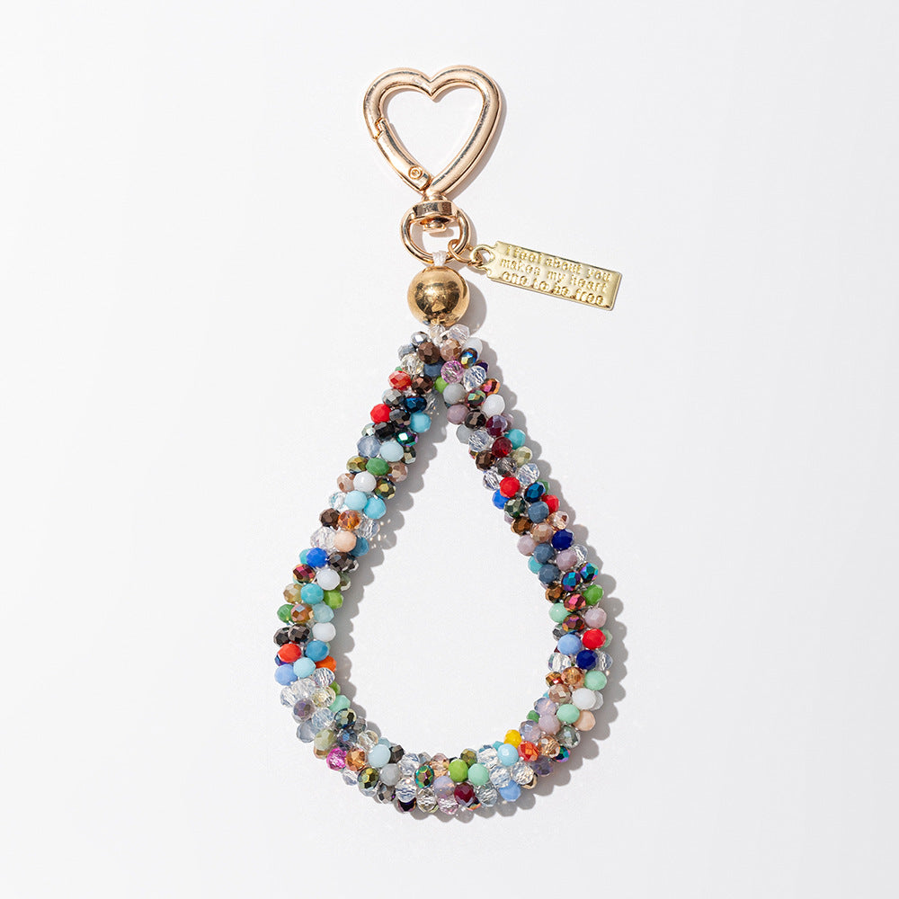 Wholesale Water drop keychain bag hand strap handmade beaded small pendant key charm