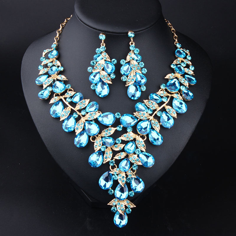 Wholesale Women's Evening Dress Accessories Large Waterdrop Necklace Earrings Set