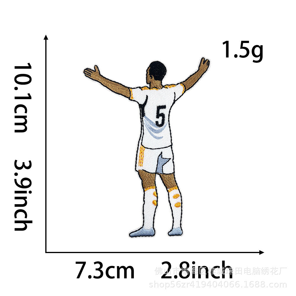Wholesale Football Star Embroidered Patch Iron On DIY Cloth Badge For Clothing Stylish Fashion Accessory For Resale