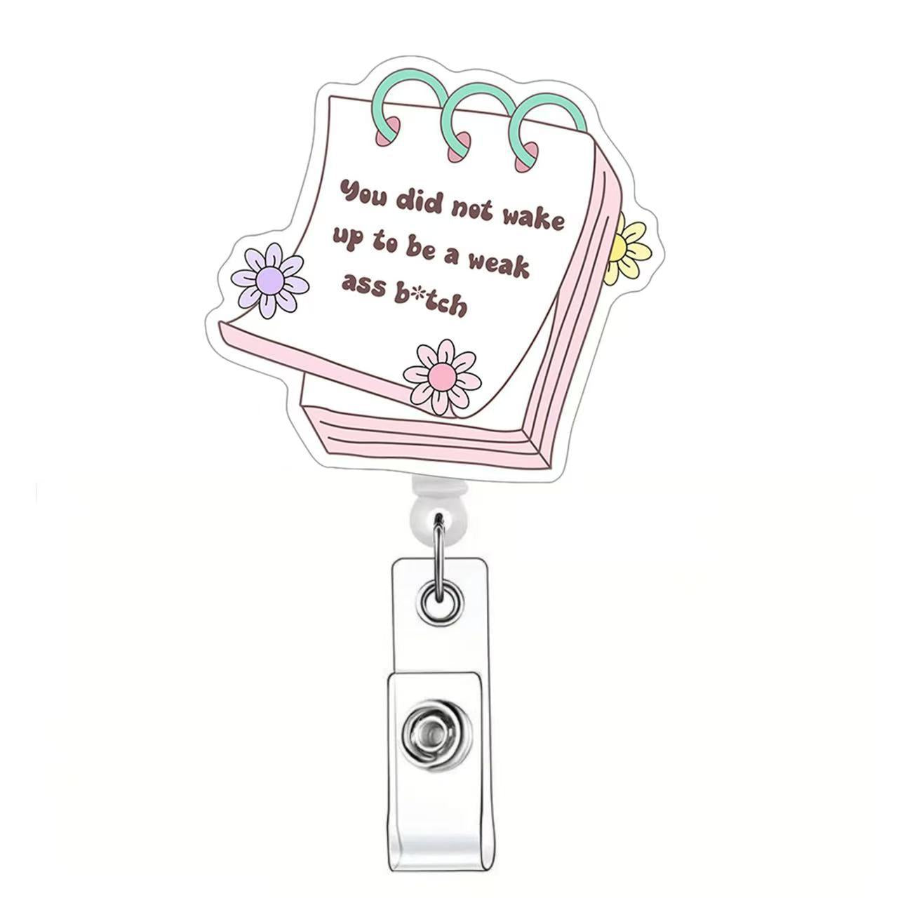 Wholesale Acrylic easy-open buckle medical name tag accessory retractable clip Badge Reels