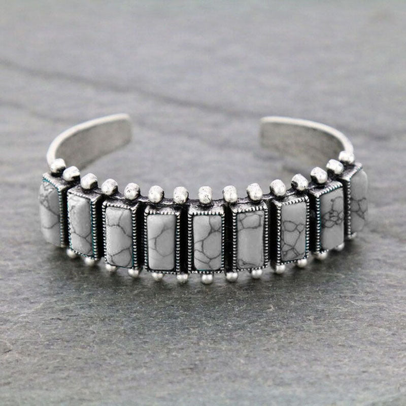 Wholesale Bohemian Vintage Natural Turquoise Open Bracelet