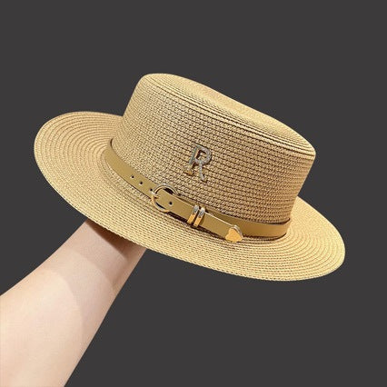 Wholesale Rhinestone Letter R Acrylic Straw Hat