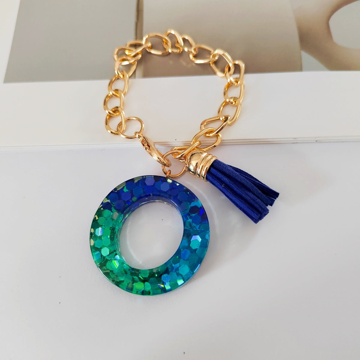 Wholesale Mixed color blue English letter keychain