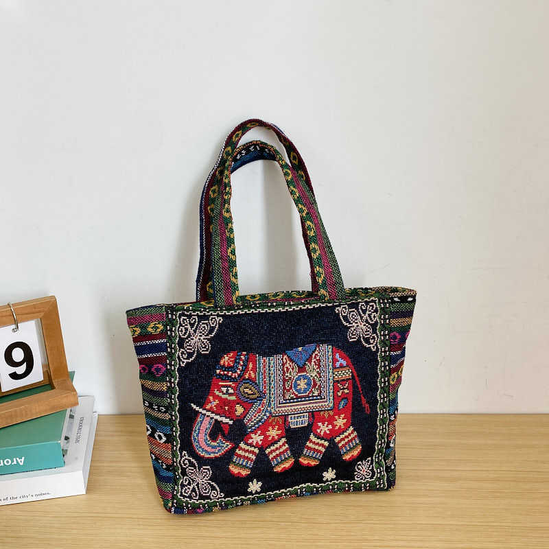 Wholesale Double-sided embroidery embroidery ethnic style literary retro large-capacity handbag shoulder bag handbag for women
