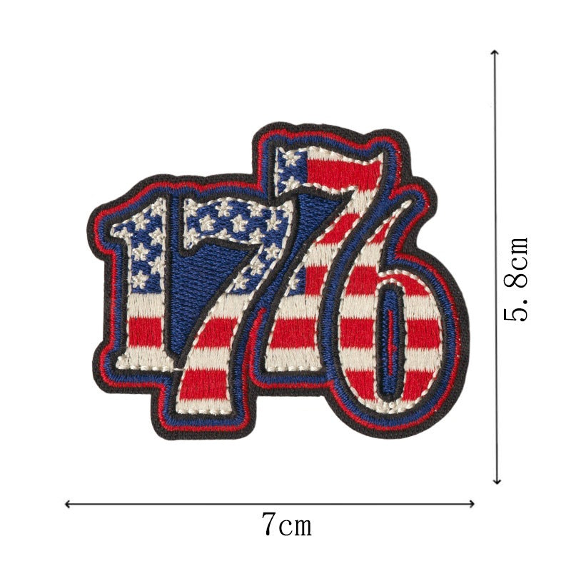 Wholesale Polyester Cotton Iron On Embroidered Patch Set Patriotic USA Eagle Flag Heart Design DIY Fashion Accessory For Coat Decor