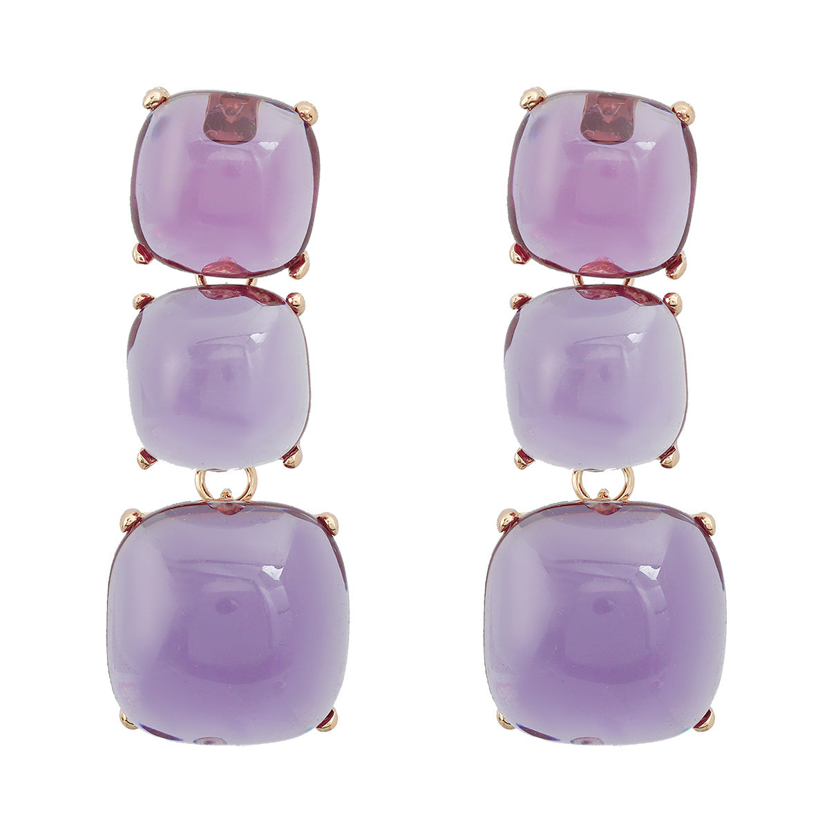 Wholesale Geometric Multi-layered Square Alloy Resin Earrings