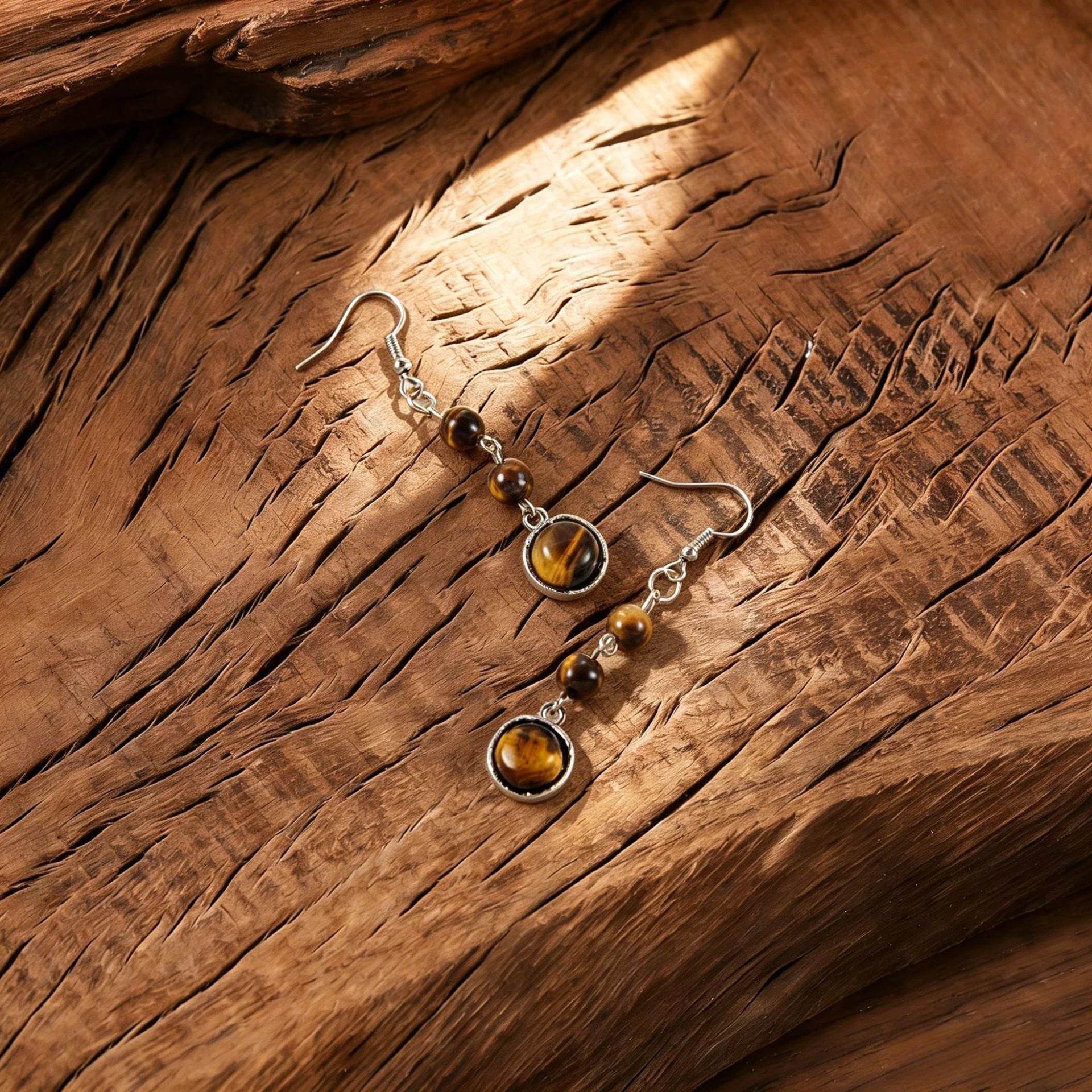 Wholesale Retro Bohemian Tiger Eye Stone Tassel Earrings Beaded Drop Earrings For Women Jewelry Accessory Gift