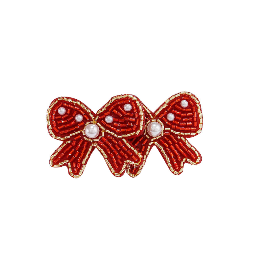 Wholesale Bohemian Handmade Rice Bead Bow Earrings