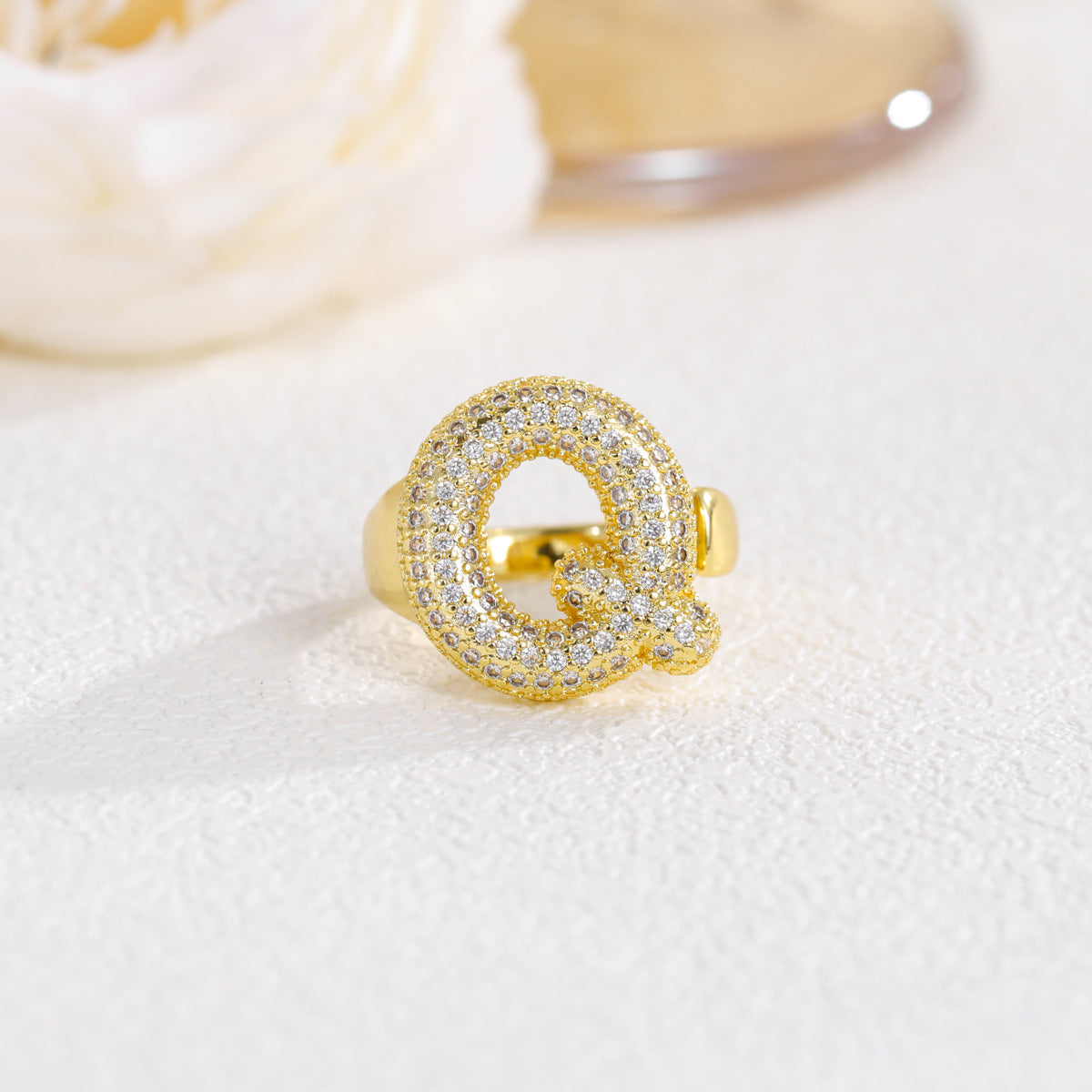 Wholesale  Gold Plated Copper Set with Zircon Open Ring