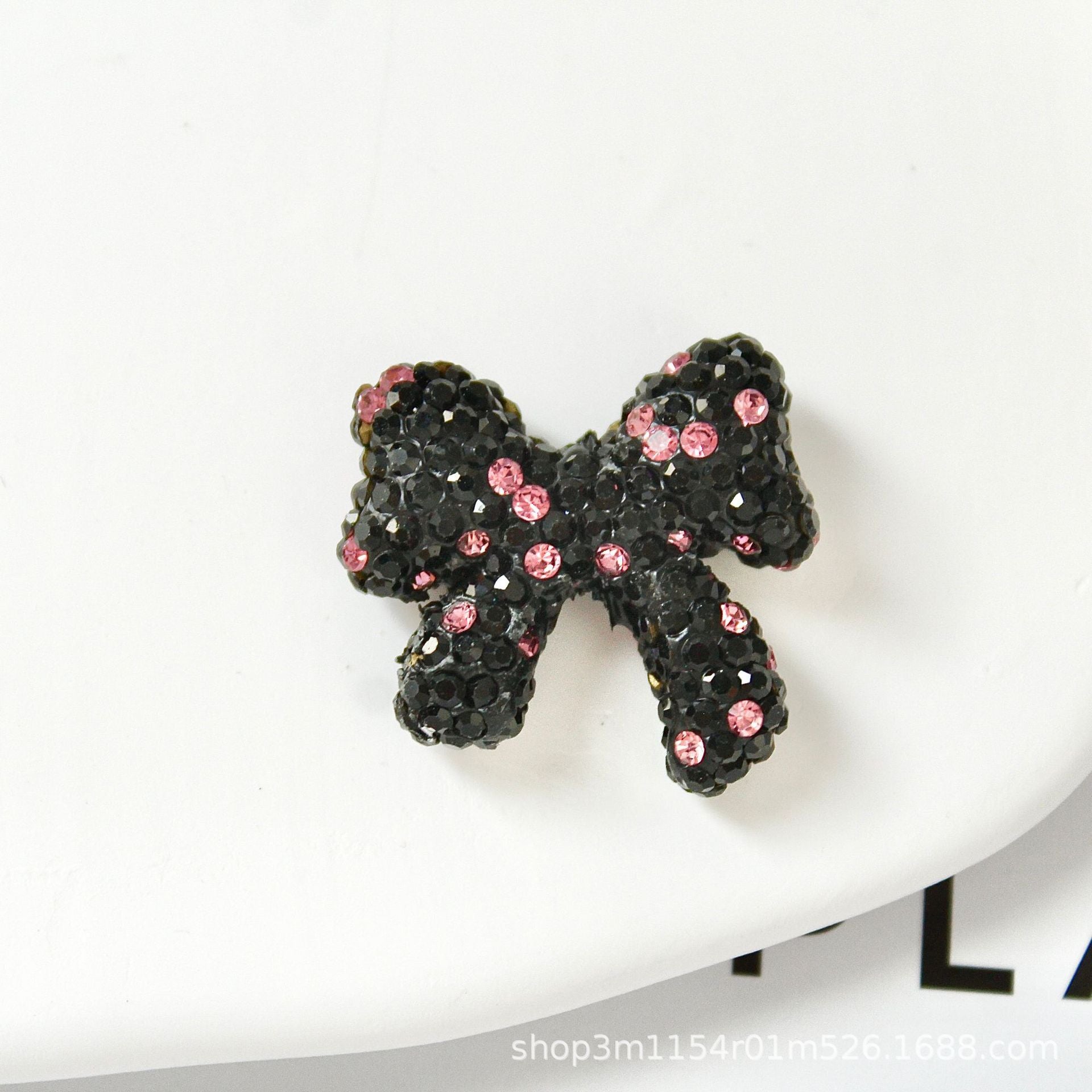 Wholesale 10pcs Colorful diamond clay butterfly bow ribbon with vertical hole beads