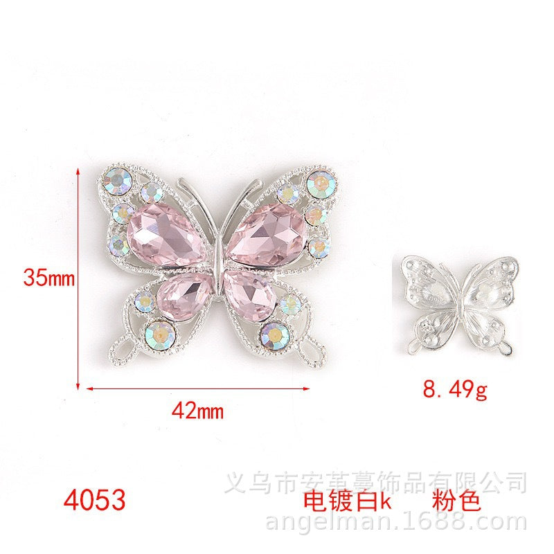 Wholesale Single-sided alloy diamond butterfly DIY beads