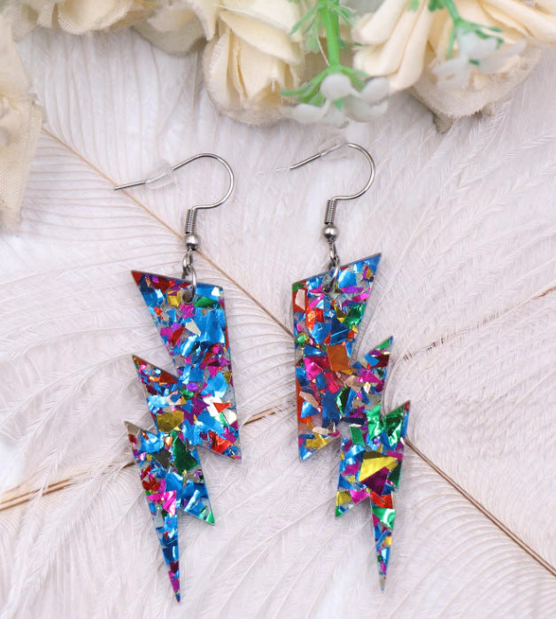 Exaggerated Lightning Acrylic Long Earrings