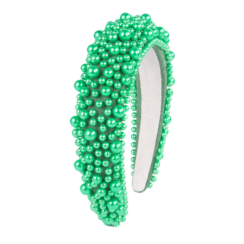 Wholesale Heavy Industry Headband Baroque Sponge Pearl Wide Brim Headband