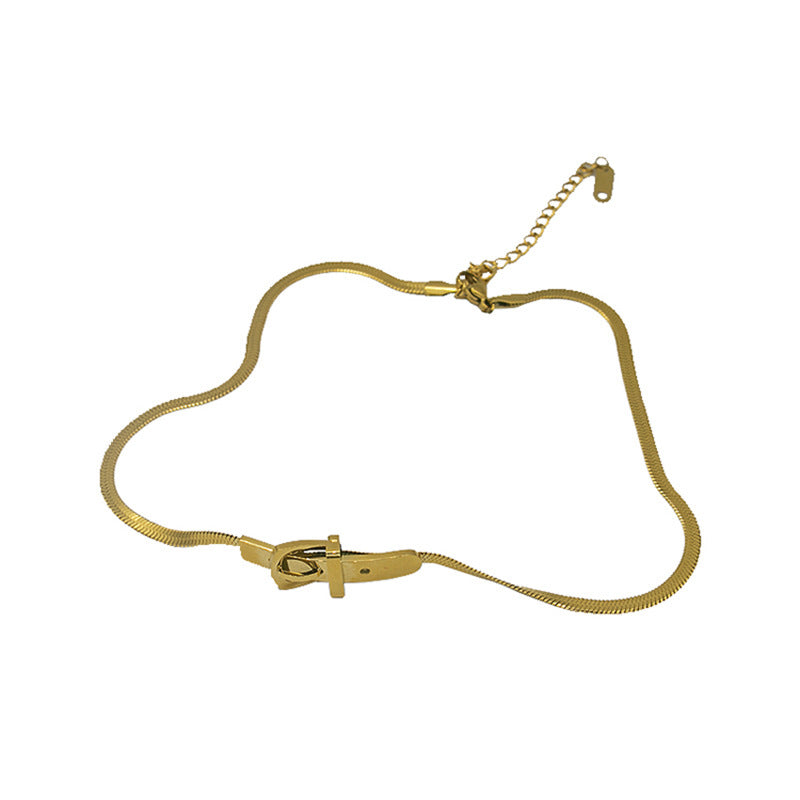 Wholesale Titanium Steel Belt Buckle Snake Bone Clavicle Necklace