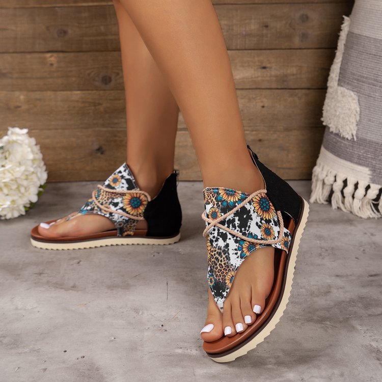 Wholesale New summer printed flat thong beach sandals