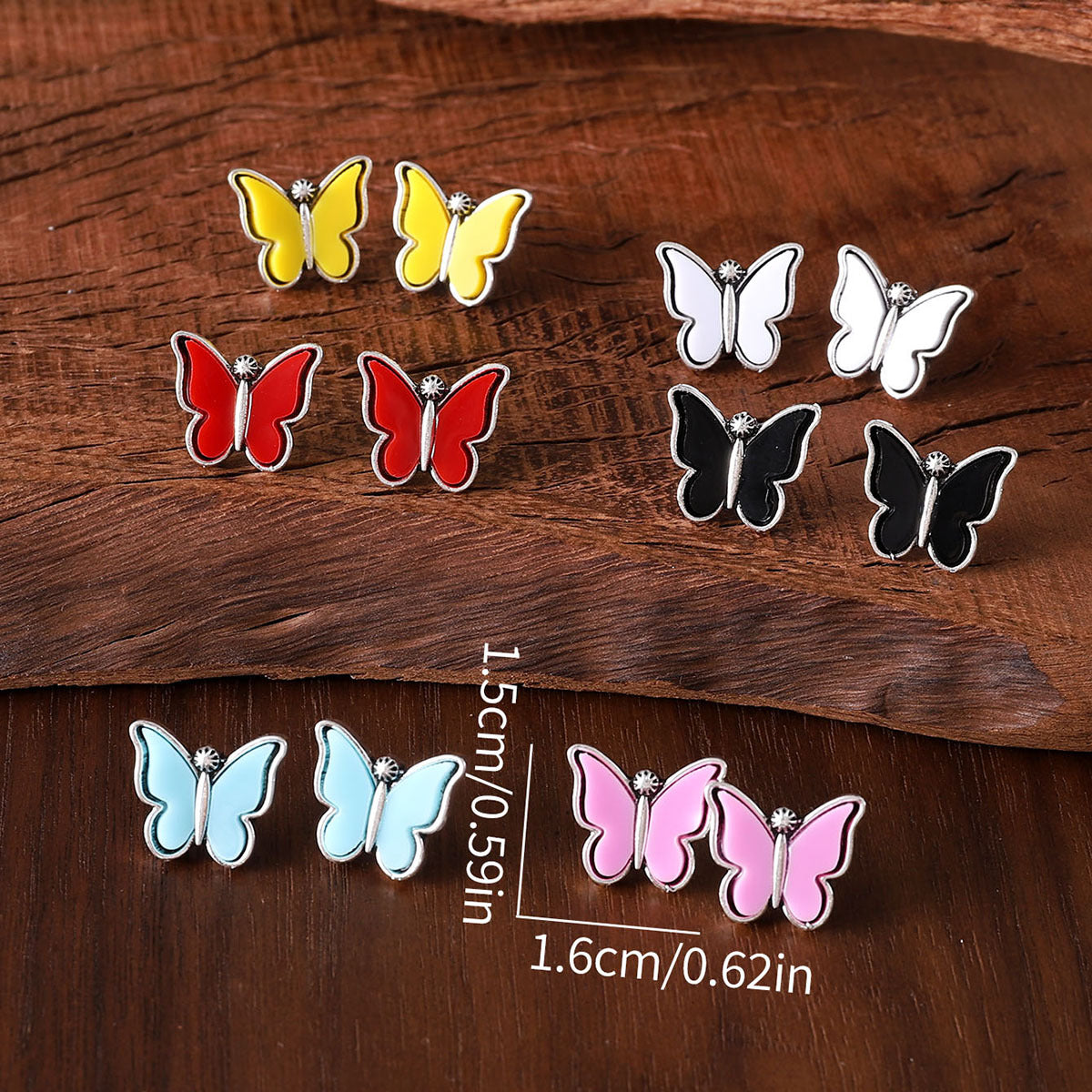Wholesale Retro sweet colorful butterfly earrings simple and versatile fashion niche earrings for women