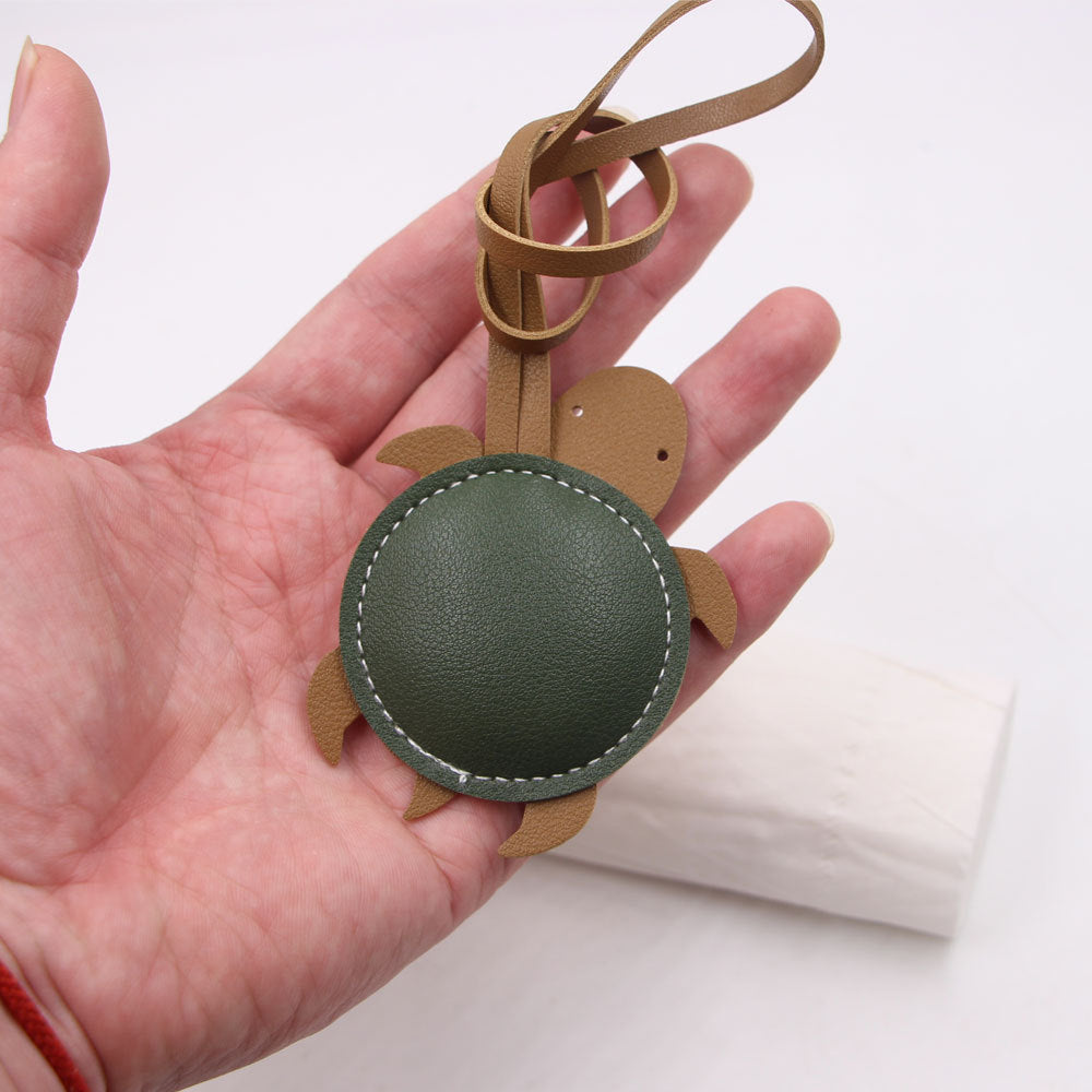 Wholesale Dark Green Stuffed Turtle Bag Charm Lanyard Artificial Leather Fashion Accessory