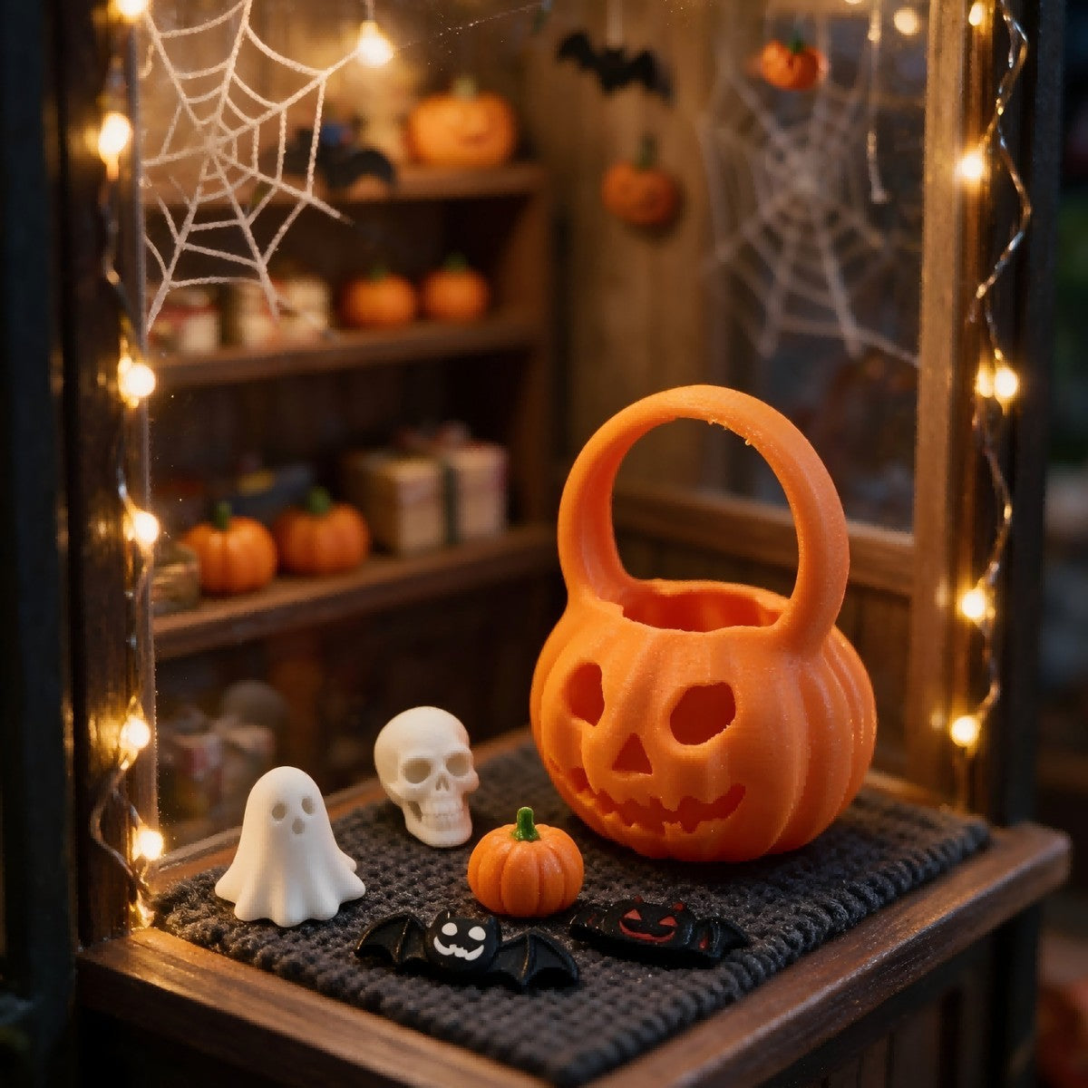 Wholesale 3D Printed PLA  Miniature Pumpkin Ghost Figurine for 1:12 Dollhouse Scene Decor Gift