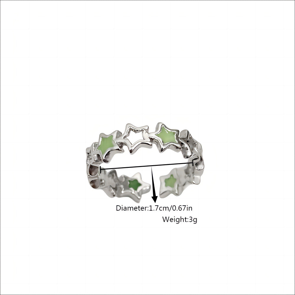 Wholesale Luminous Five-pointed Star  Fluorescent  Hollow Color Waterproof Small Star Ring