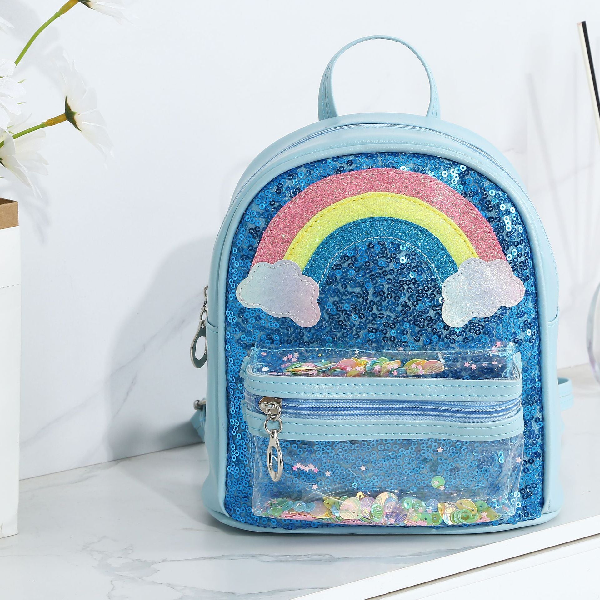 Mochila de arcoiris de lentejuelas para niños al por mayor