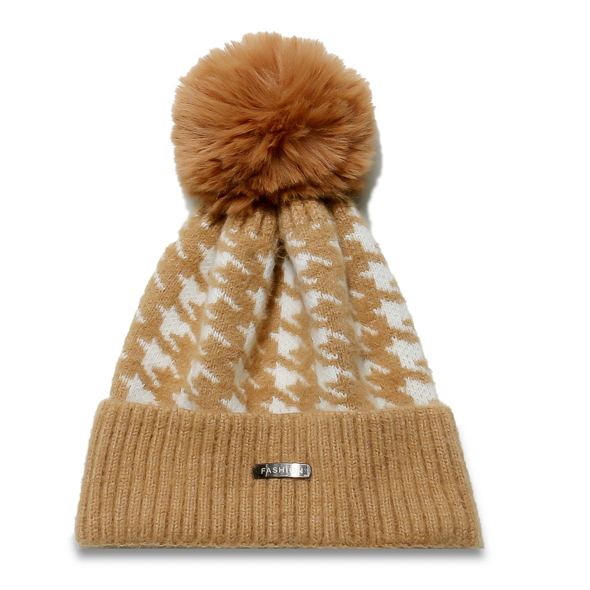 Wholesale Autumn/winter New Casual and Versatile Trend Houndstooth Knit Hat