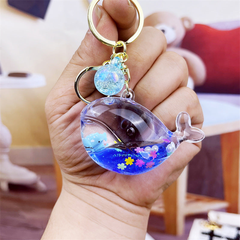 Wholesale Whale Floating Acrylic Liquid Keychain