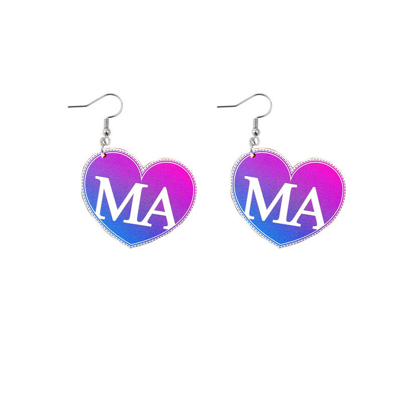 Wholesale Mother's Day Mama Sunflower Wooden Earrings