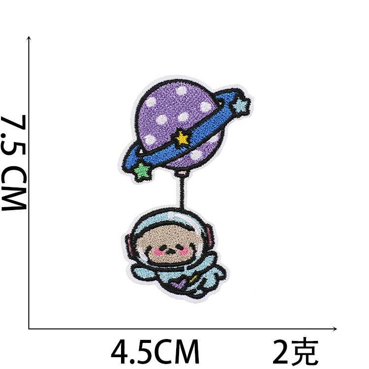 Wholesale Polyester Embroidered Astronaut Rabbit Patch For Clothing Space Bunny Decorative Applique Self Adhesive Gift Resale