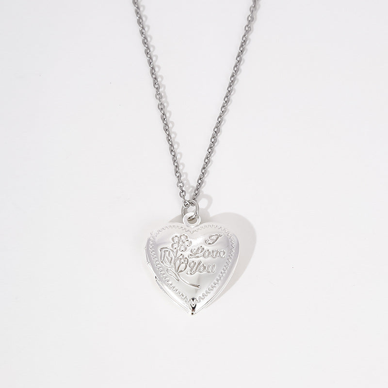 Wholesale gold plating creative rose Valentine's Day love box pendant necklace