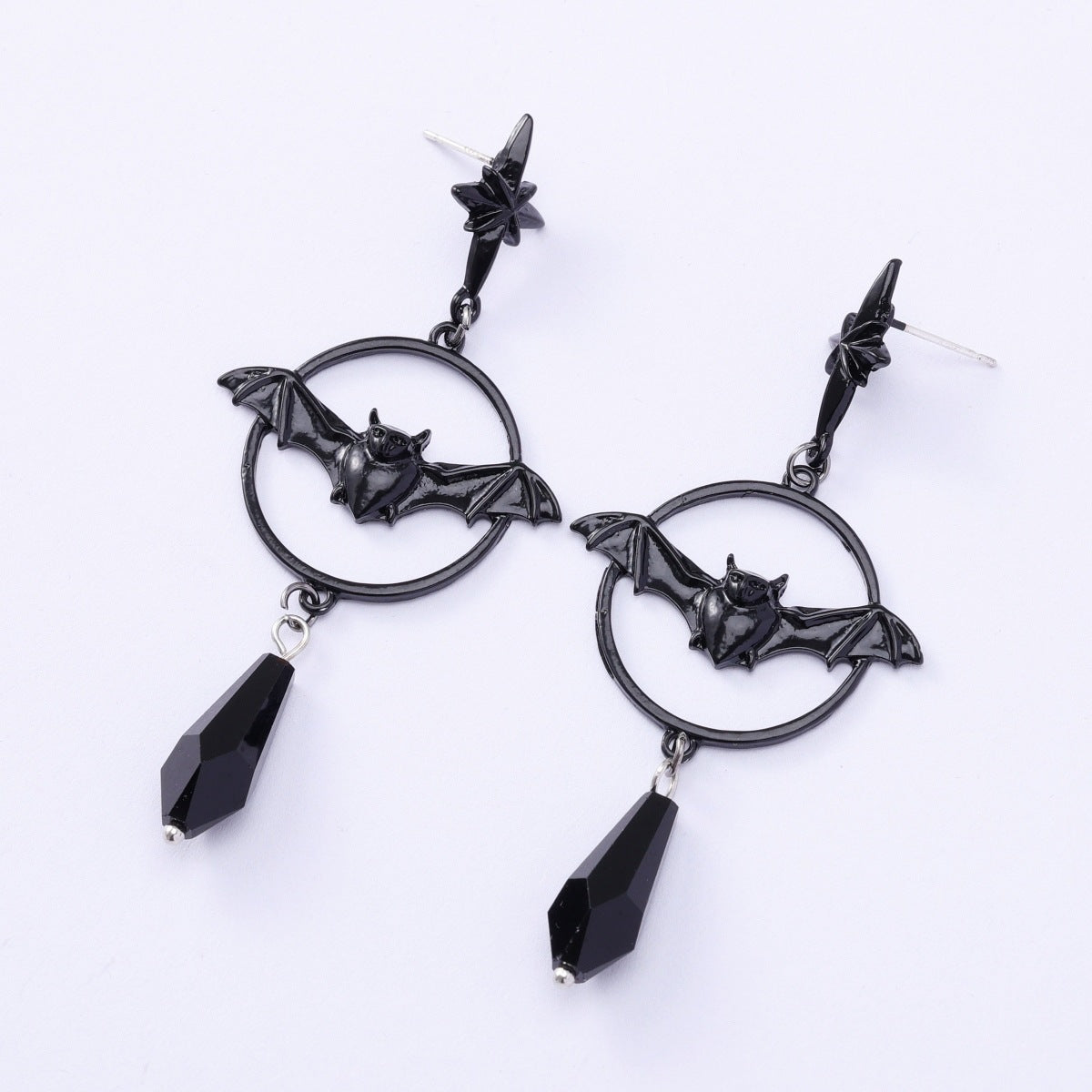 Wholesale  dark punk gothic style exaggerated red teardrop bat earrings