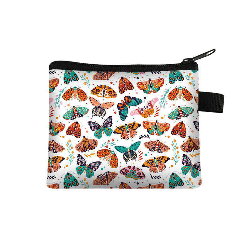Wholesale Polyester Butterfly Print Kids Coin Purse Coin Key Storage Bag